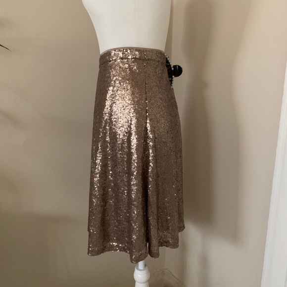 Copper rose gold ann Taylor sequin a line skirt - Picture 3 of 8